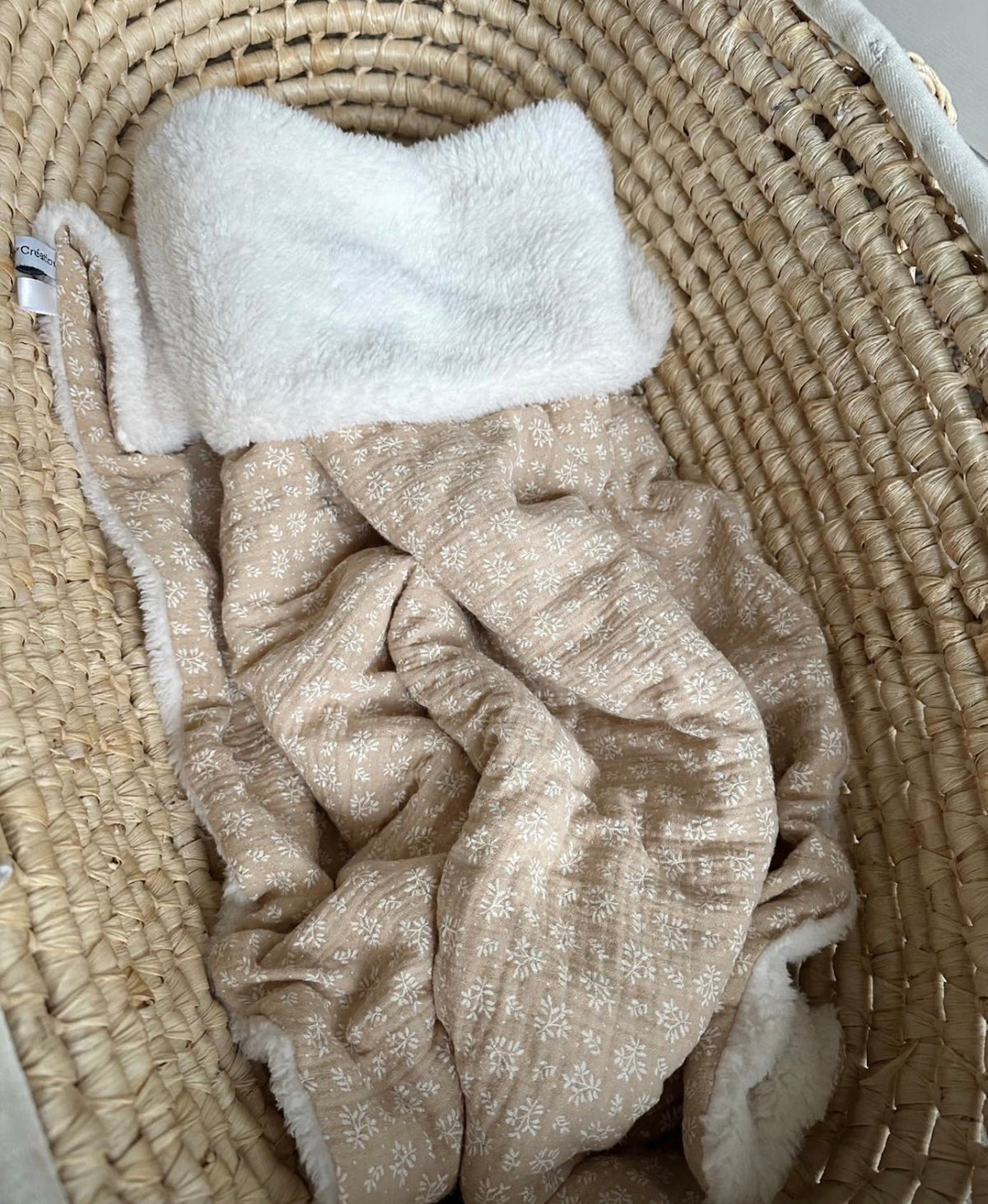 Couverture Bébé Double Gaze - Beige & Camel - Personnalisable