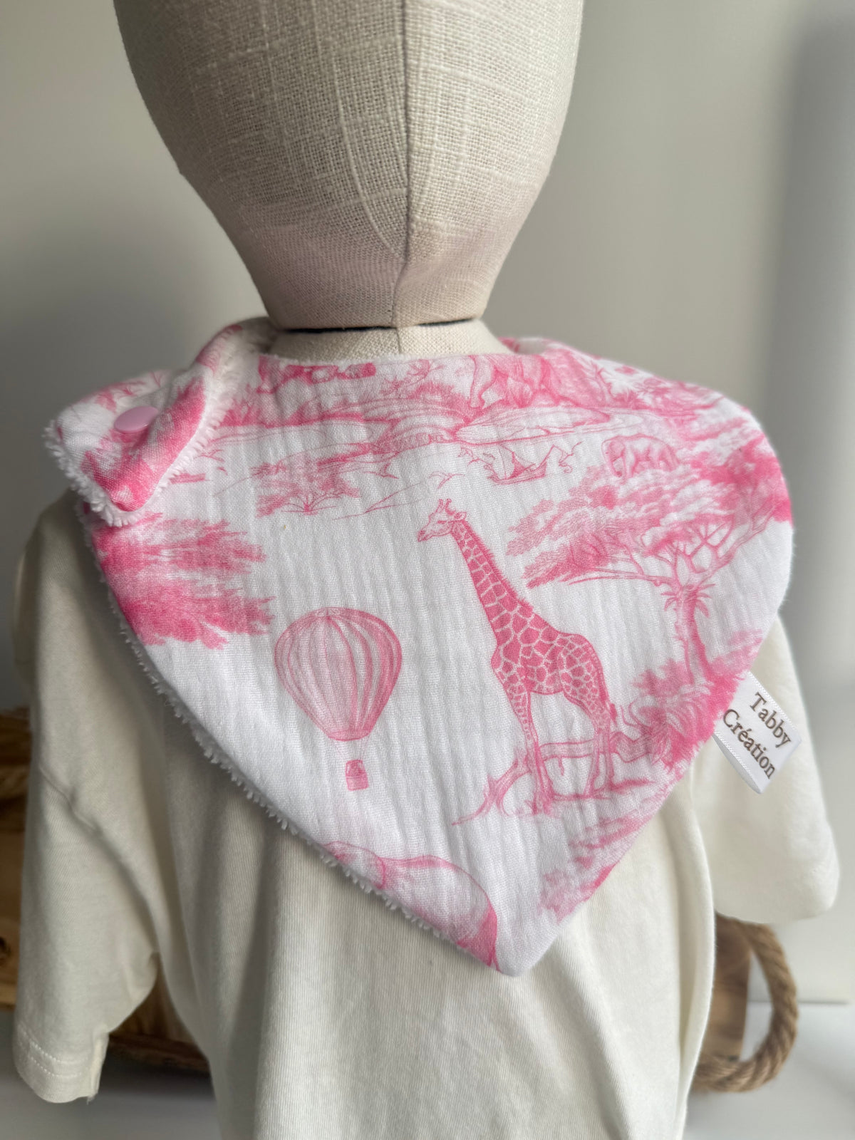 Coffret Bébé - Bavoir + Attache Tétine - Toile de Jouy Safari - 3 coloris