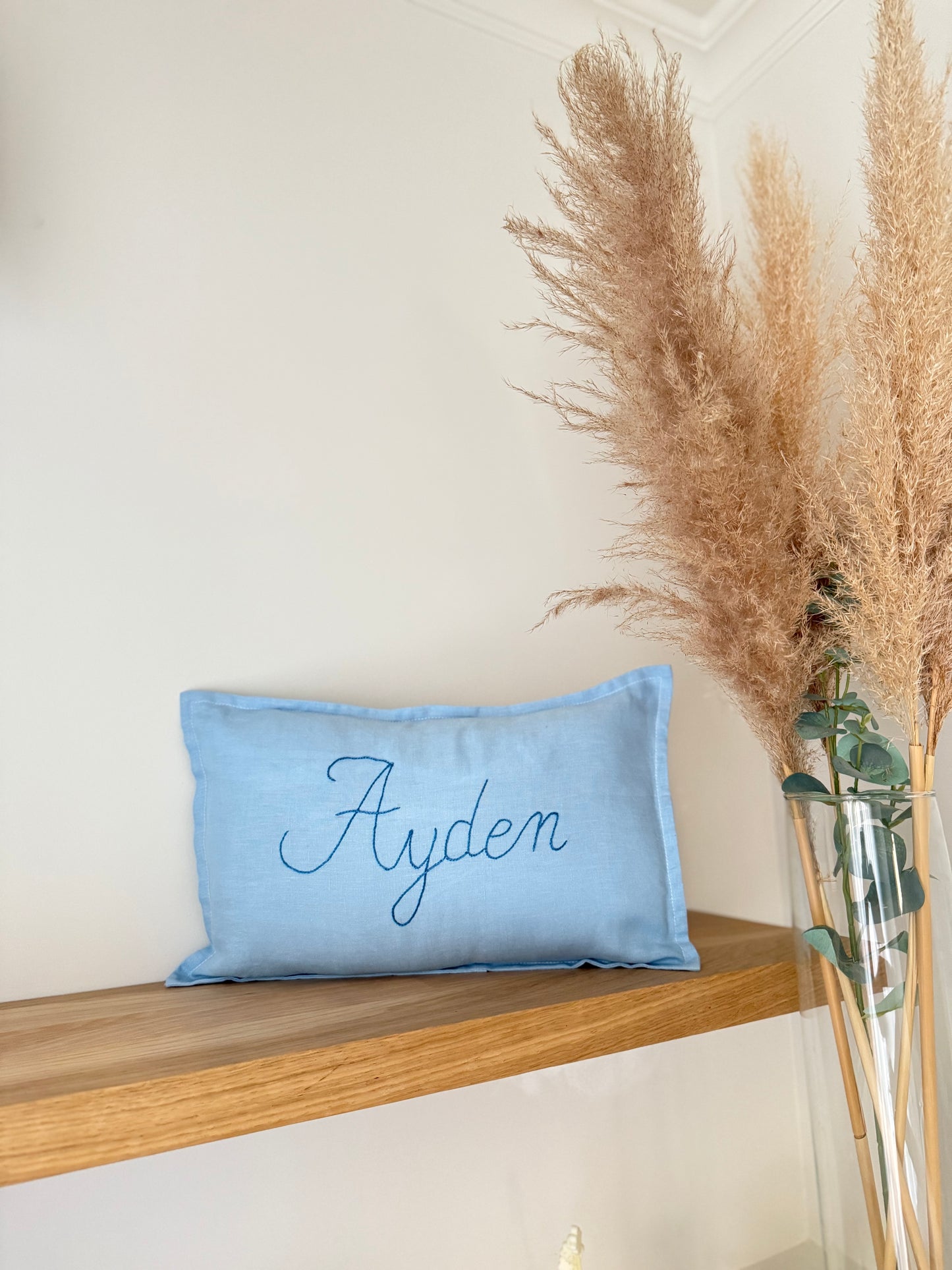 Coussin personnalisé à la main 100% lin 8 coloris au choix