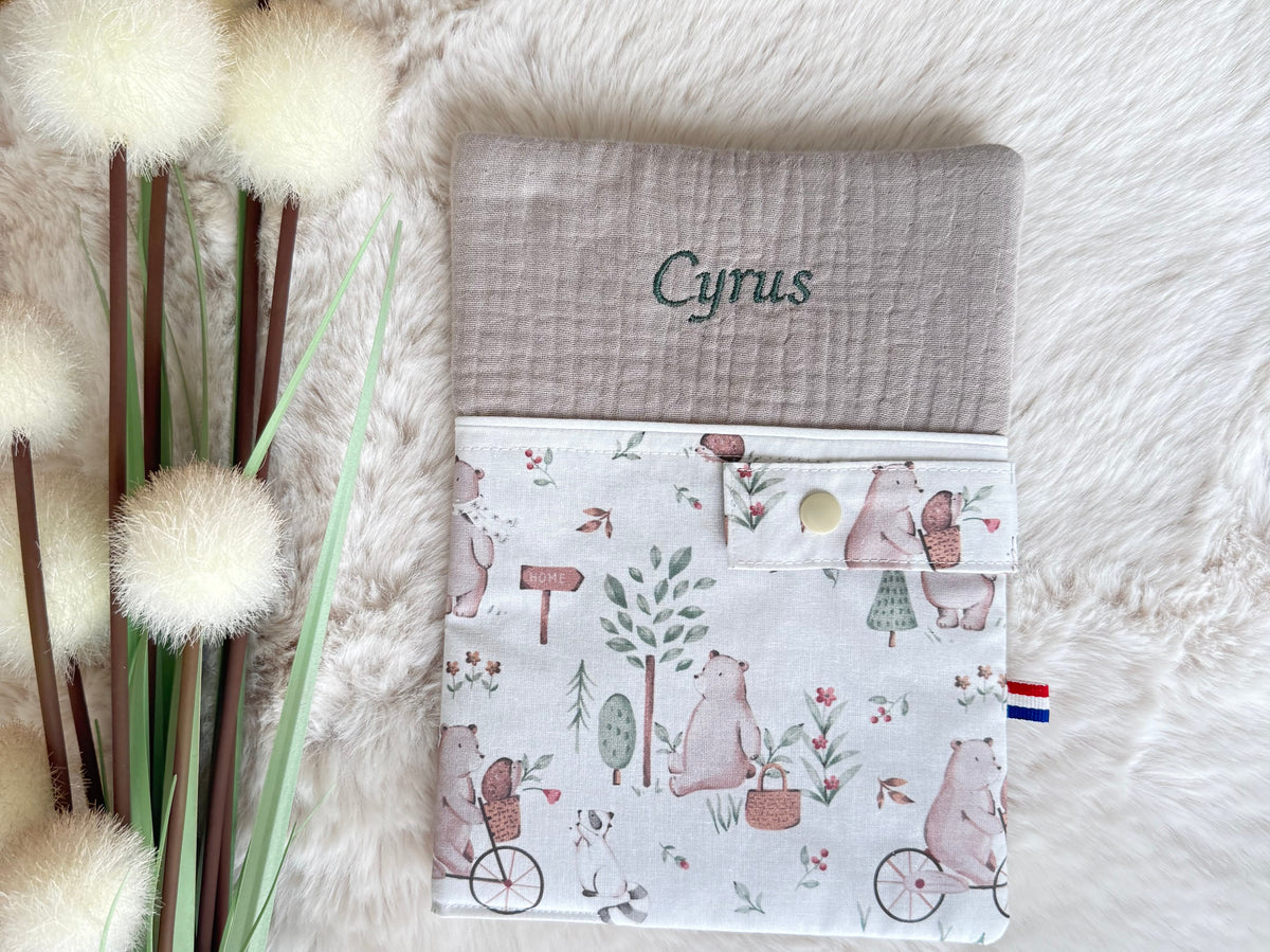 Protège Carnet Santé Animaux Personnalisé - Gaze Beige