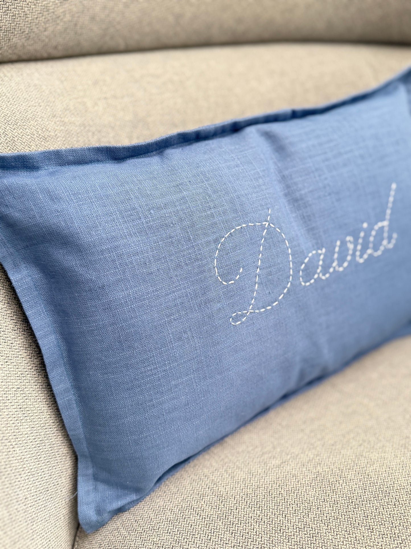 Coussin personnalisé à la main 100% lin 8 coloris au choix