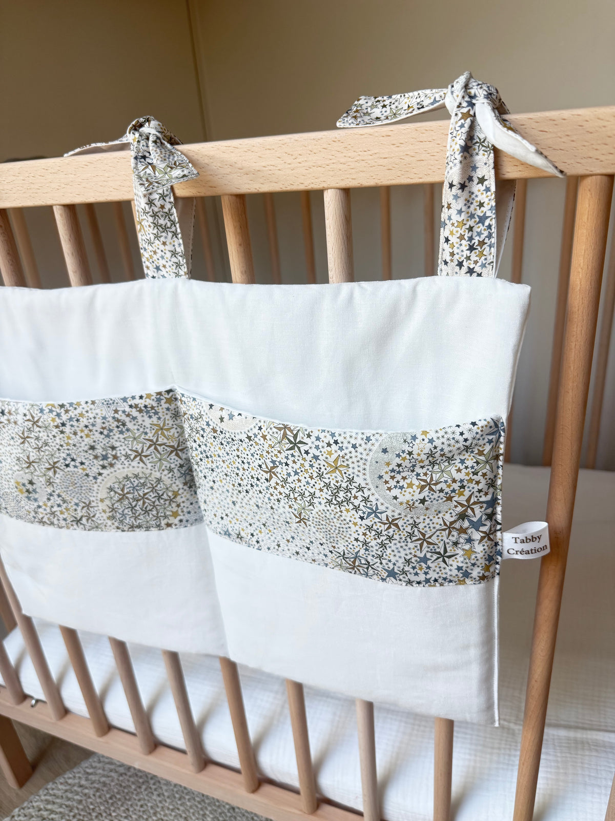 Rangement Lit Bébé 2 Poches - Liberty Adelajda- Organiseur Lit - Fait Main