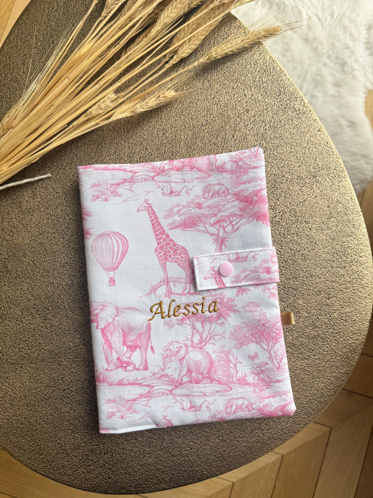 Protège Carnet de Santé & Toile de Jouy Safari - Personnalisable