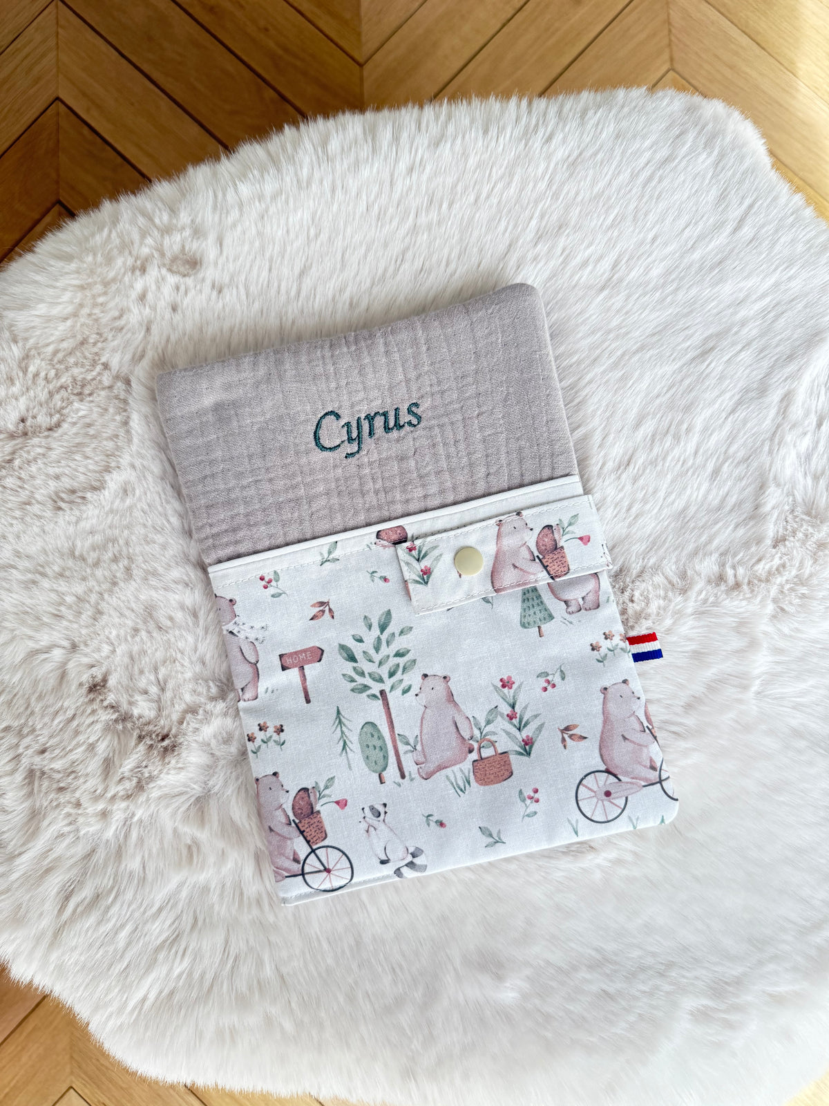 Protège Carnet Santé Animaux Personnalisé - Gaze Beige