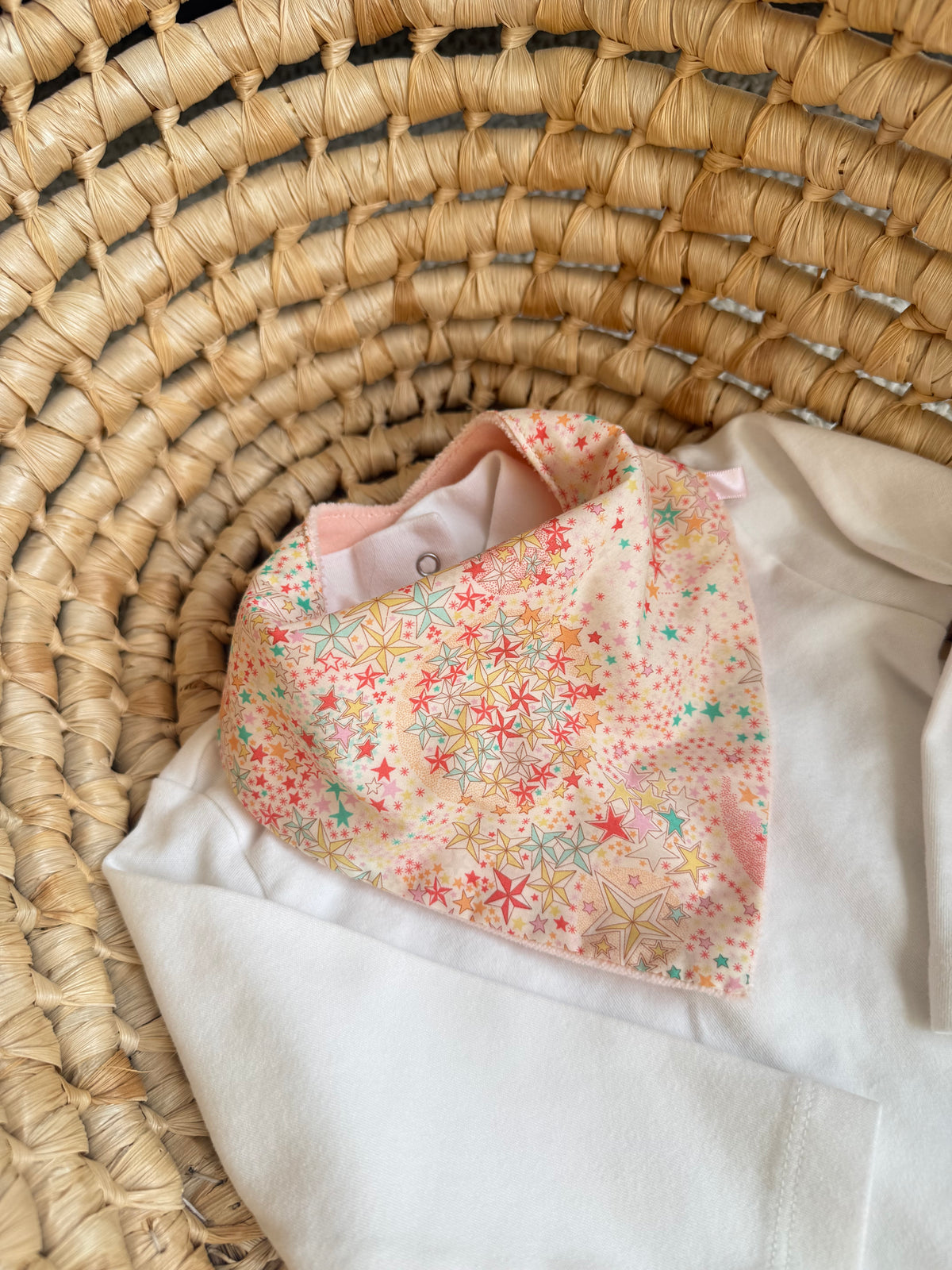 Lot de 2 Bavoirs Bandana Bébé - Gaze de Coton & Liberty Adélajda Rose