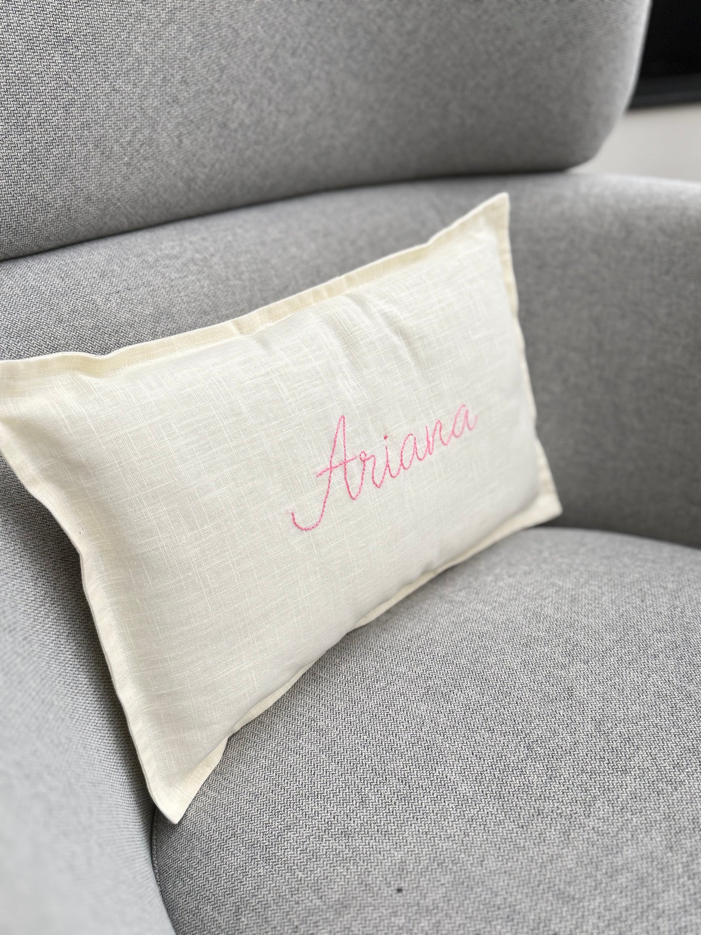 Coussin personnalisé à la main 100% lin 8 coloris au choix