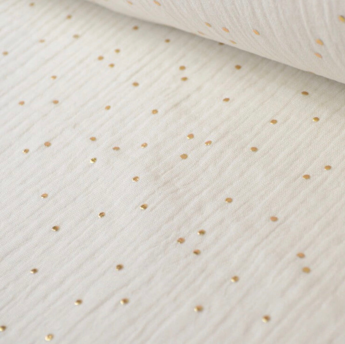 Gaze de coton à pois doré-Pimiz coloris Écru-certifié Oeko Tex
