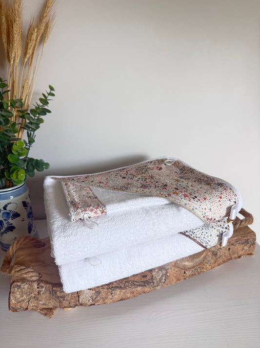 Cape de bain bébé Liberty Adelajda à étoiles + gant | Personnalisable