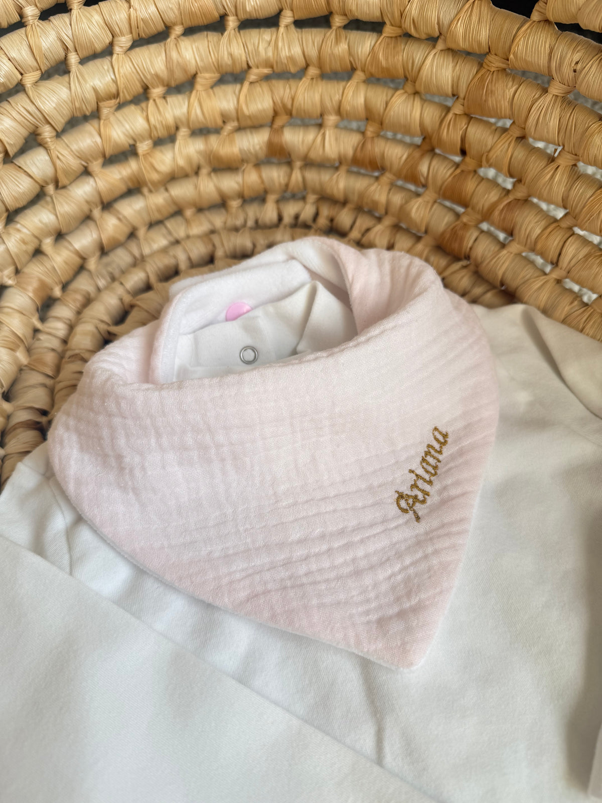 Lot de 2 Bavoirs Bandana Bébé - Gaze de Coton Uni & Girafe