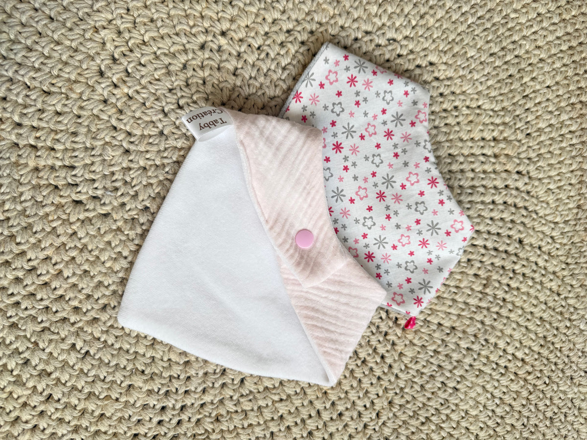Lot 2 Bavoirs Bandana Bébé - Gaze + Coton - Éponge Bambou - 0-18 mois