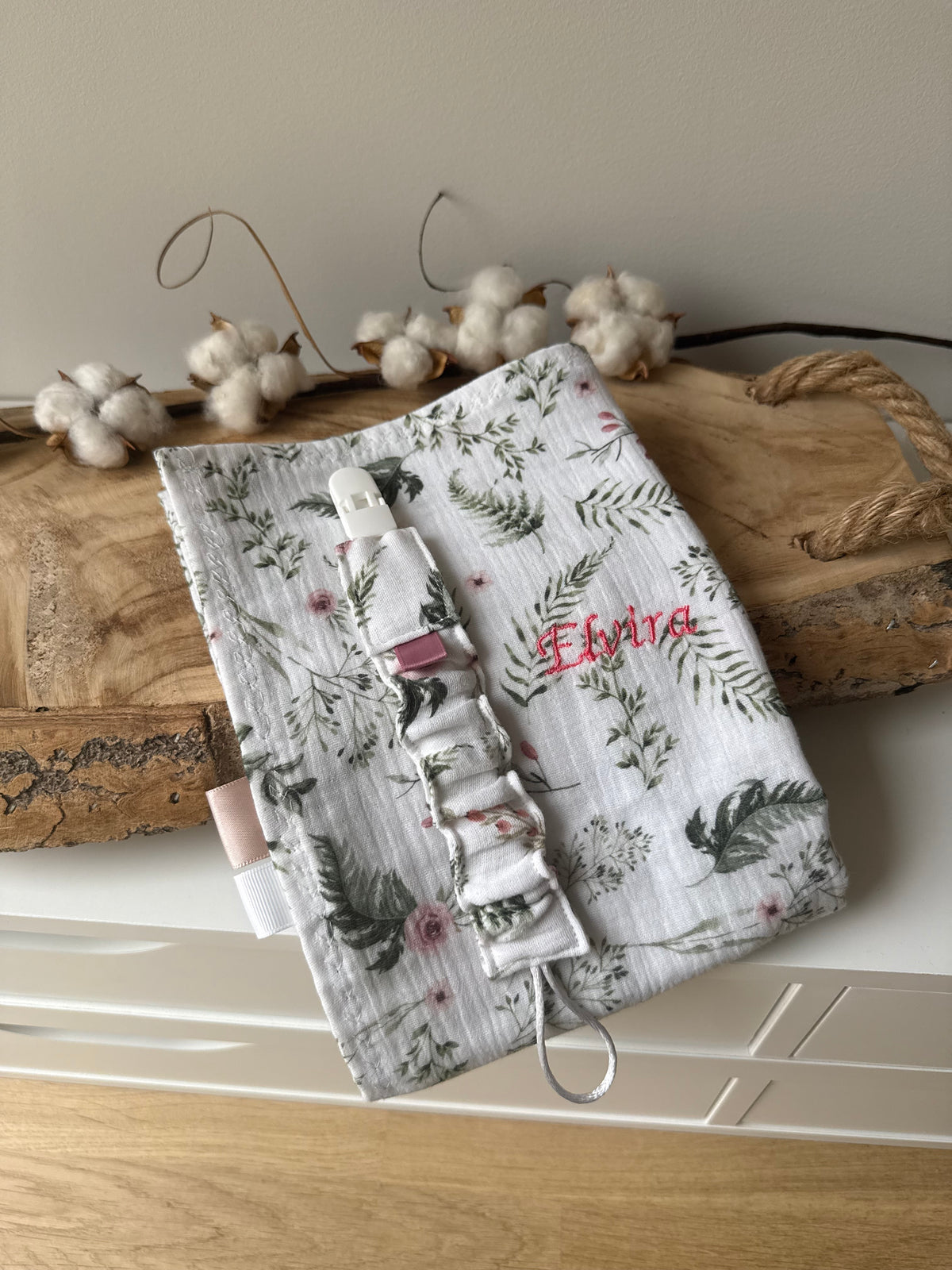 Coffret Lange + Attache Tétine Personnalisé | Gaze de Coton