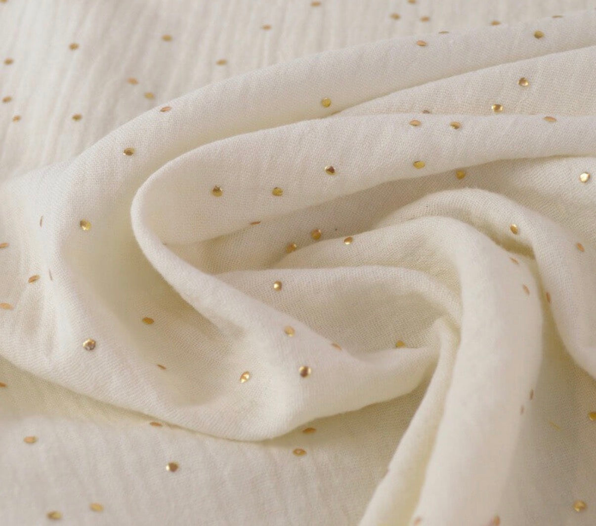 Gaze de coton à pois doré-Pimiz coloris Écru-certifié Oeko Tex
