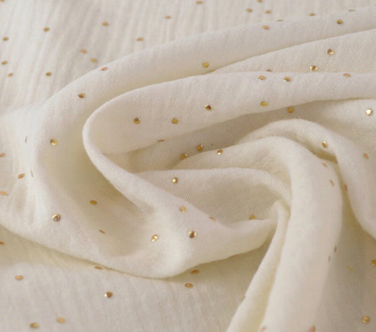 Gaze de coton à pois doré-Pimiz coloris Écru-certifié Oeko Tex