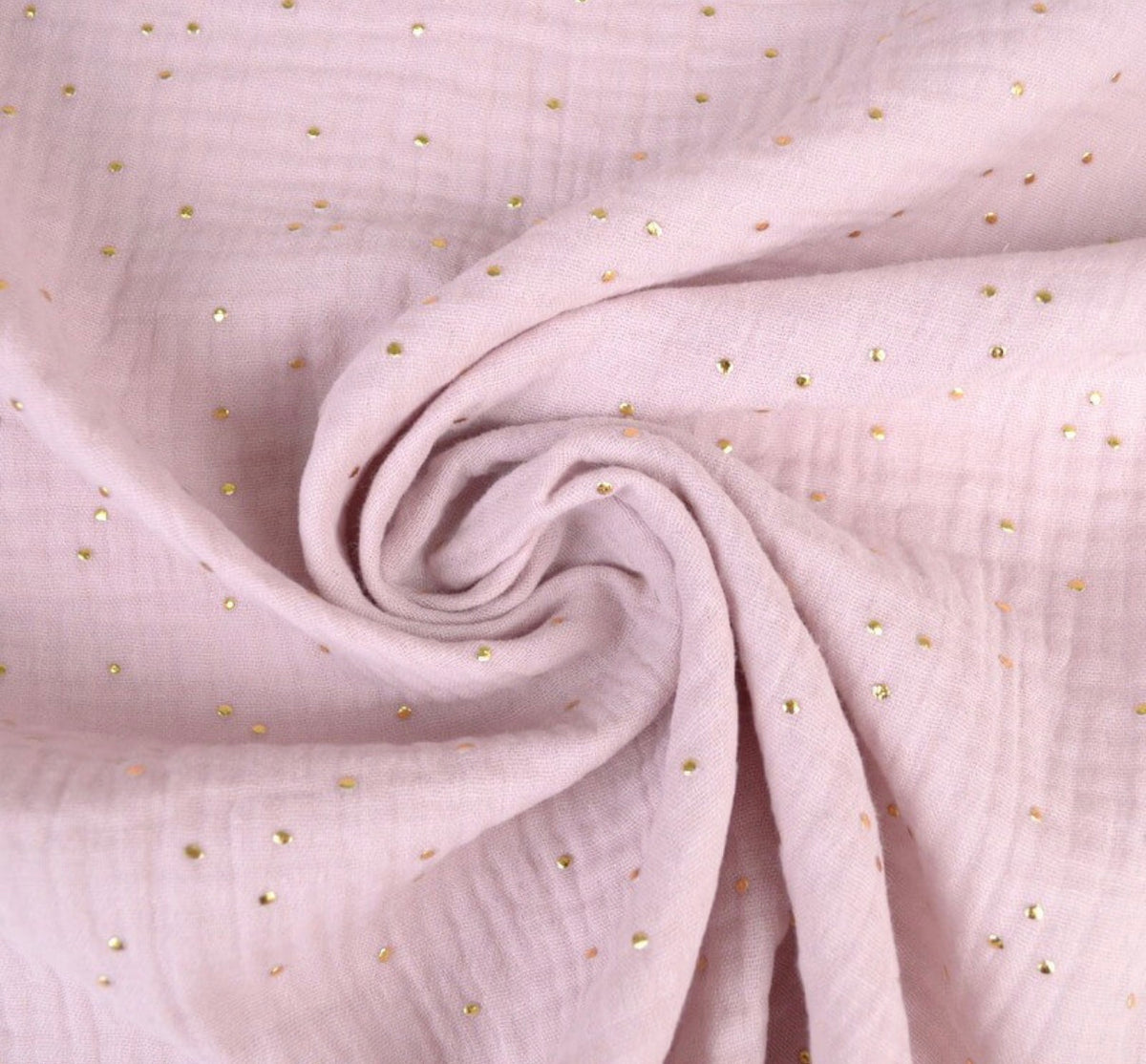 Gaze de coton à pois doré -Pimiz coloris Rose pétale - certifié Oeko Tex