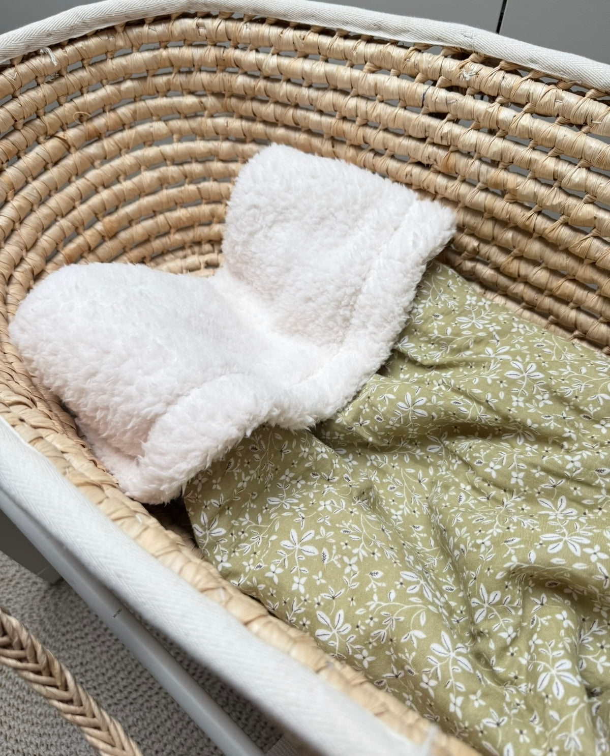 Couverture Bébé Polaire Sherpa - Gaze de Coton Vert Fleuri