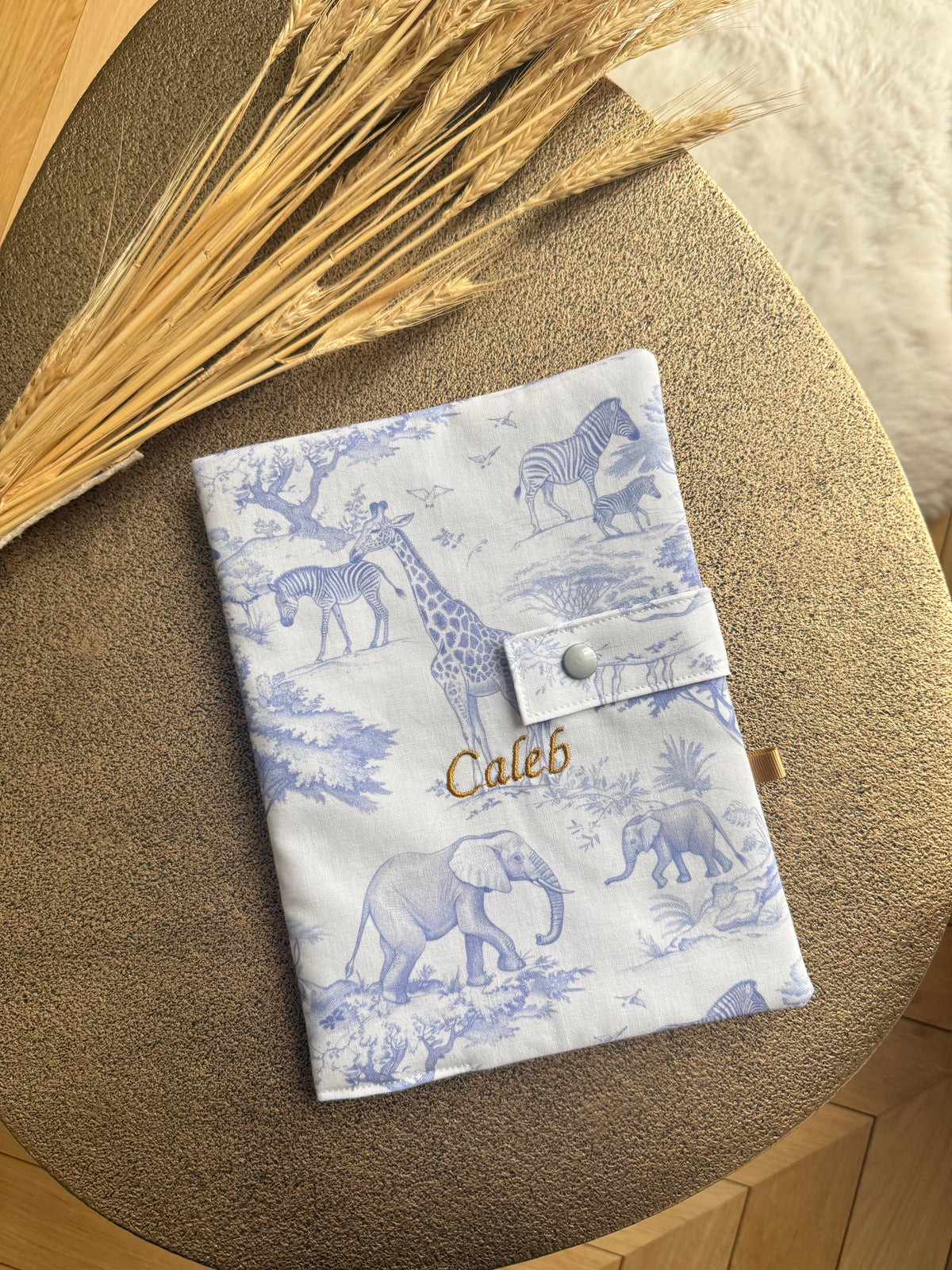Protège Carnet de Santé & Toile de Jouy Safari - Personnalisable