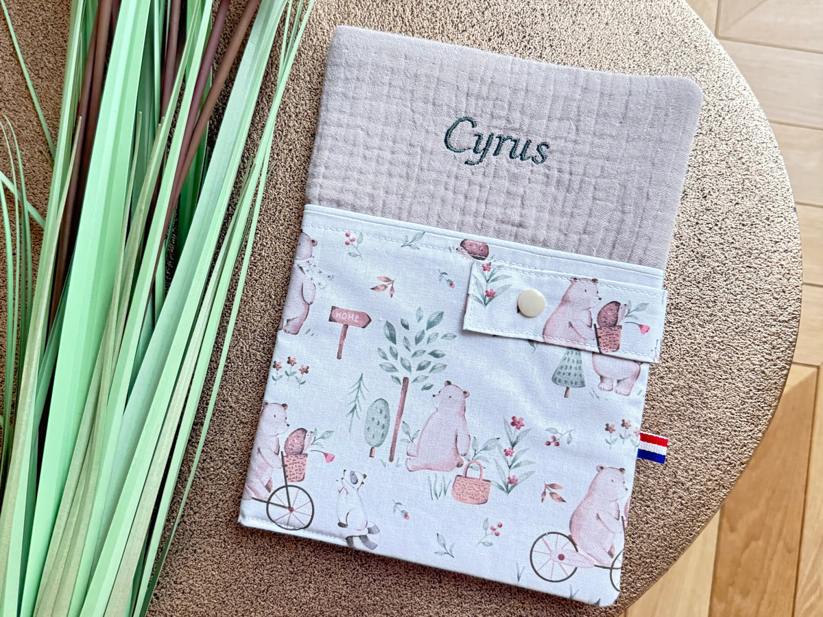 Protège Carnet Santé Animaux Personnalisé - Gaze Beige