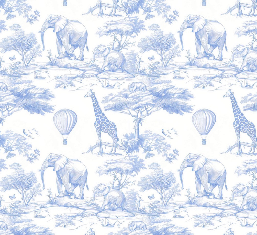 Cape de bain bébé oreilles lapinou - Toile de Jouy safari - 3 coloris