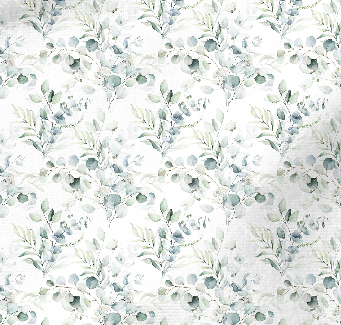 Tissu Satin de Coton Feuilles Eucalyptus Deluxe Premium x50 cm